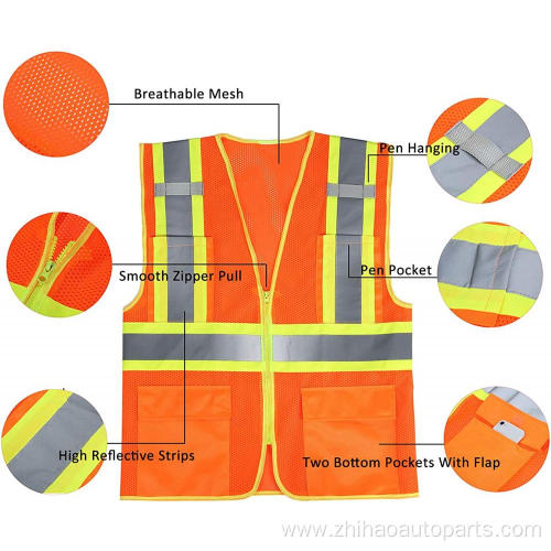 high visibility safety vest with reflective tapes